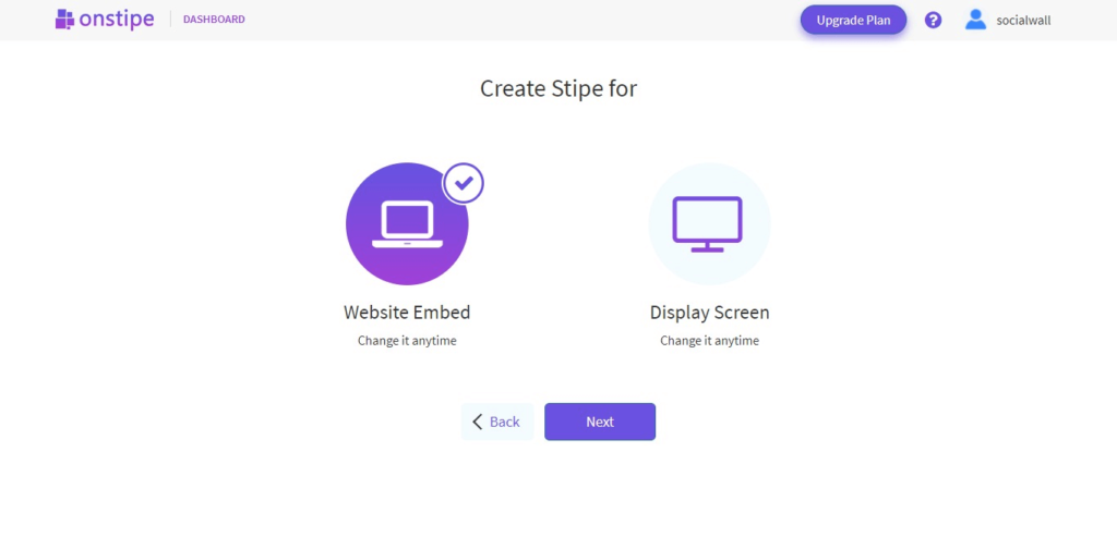 Create stipe for website embed - Onstipe