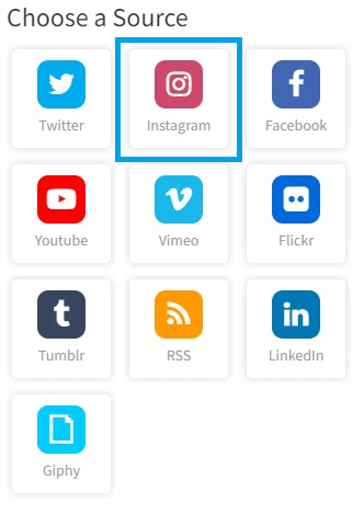 Choose Instagram Source - Display Instagram feed