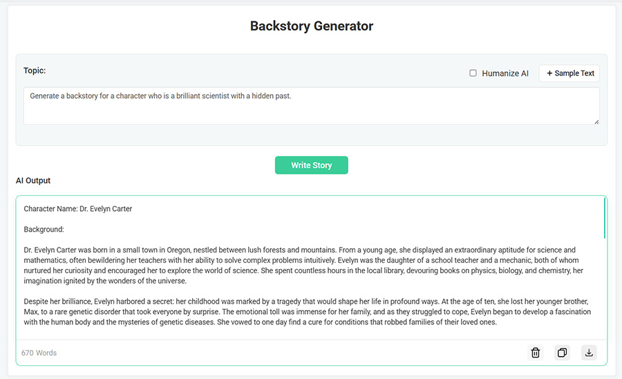 backstory generator